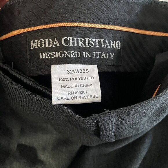 Moda Christiano Cuffed Pant Men Size 32 Dark Gray Chino Dress Designed in Italy - Picture 4 of 9